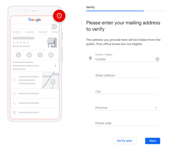 introduceti adresa postala pentru a verifica afacerea